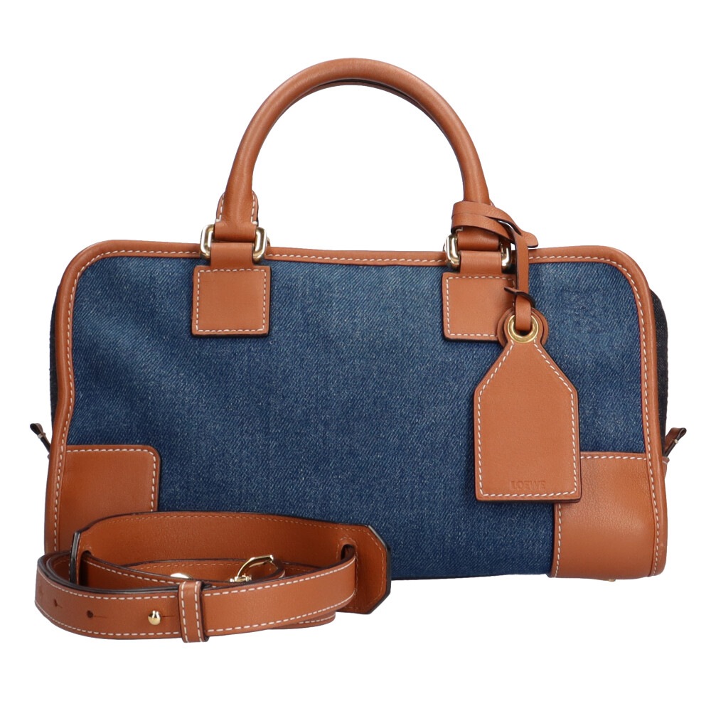 ロエベ アマソナ28 ショルダーバッグ デニム ブルー LOEWE 中古