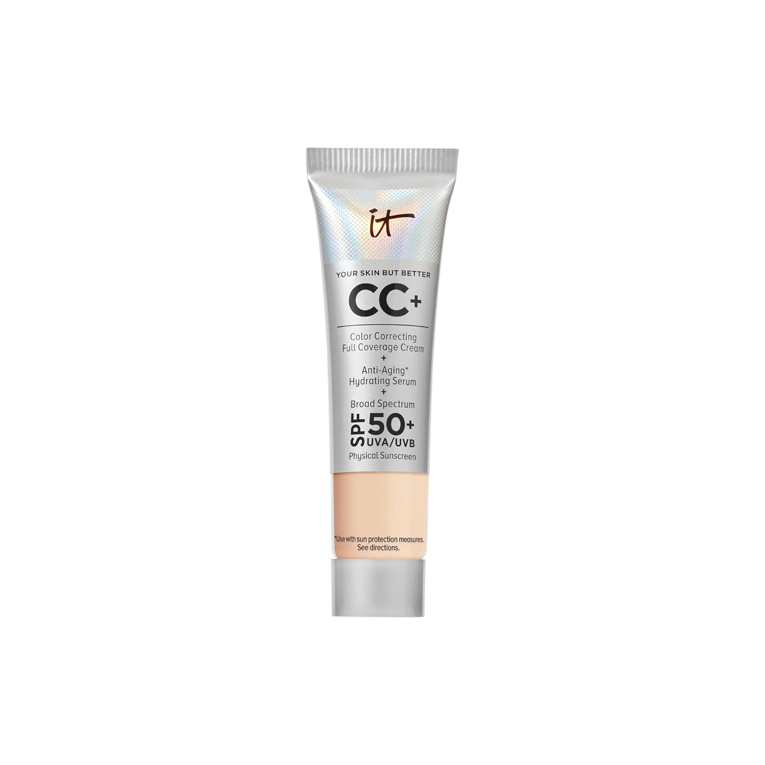 ITコスメティックCC+クリームトラベル - SPF 50+カラー補正機能付きアンチエイジングハイドレーティングセラムヒアルロン酸+ペプチド最大24時間着用全肌タイプ- 0.4フロス
