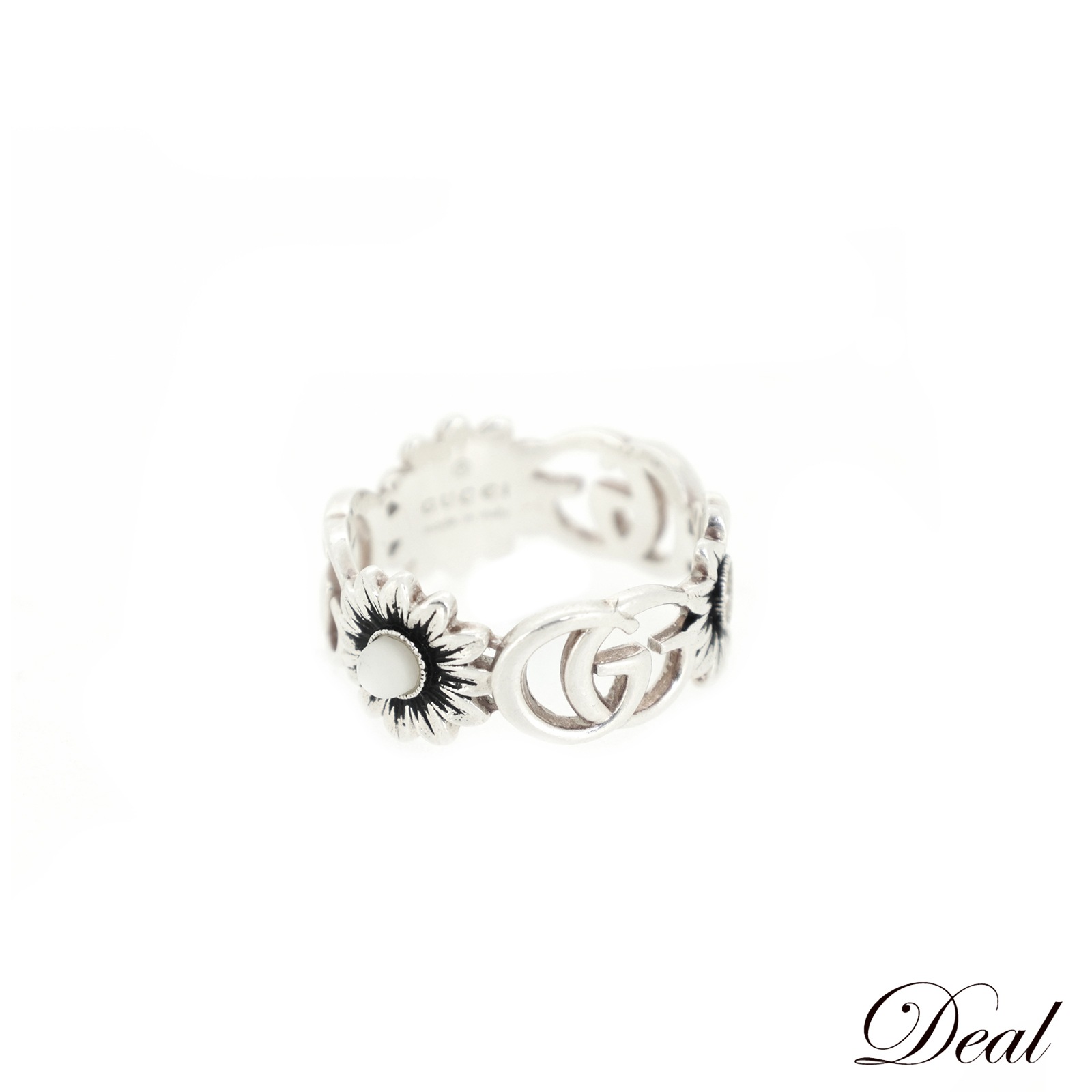 グッチ ダブルG マザーオブパール スターリングシルバー シルバー メンズ リング 指輪