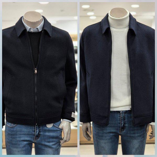 斜線テクスチャ冬厚手ウール混紡セミブルゾン(EWLCM130)_DG