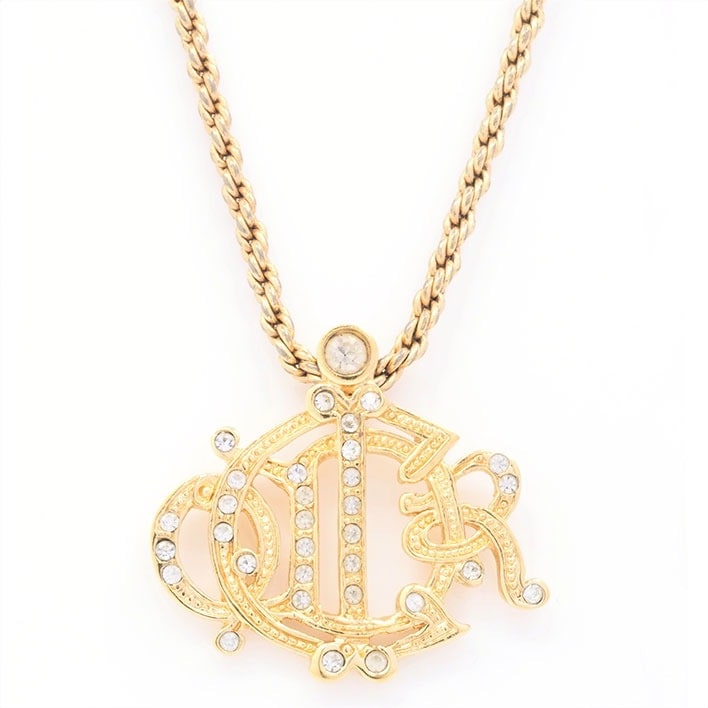 クリスチャン ディオール エンブレムロゴ ラインストーン【ネックレス】