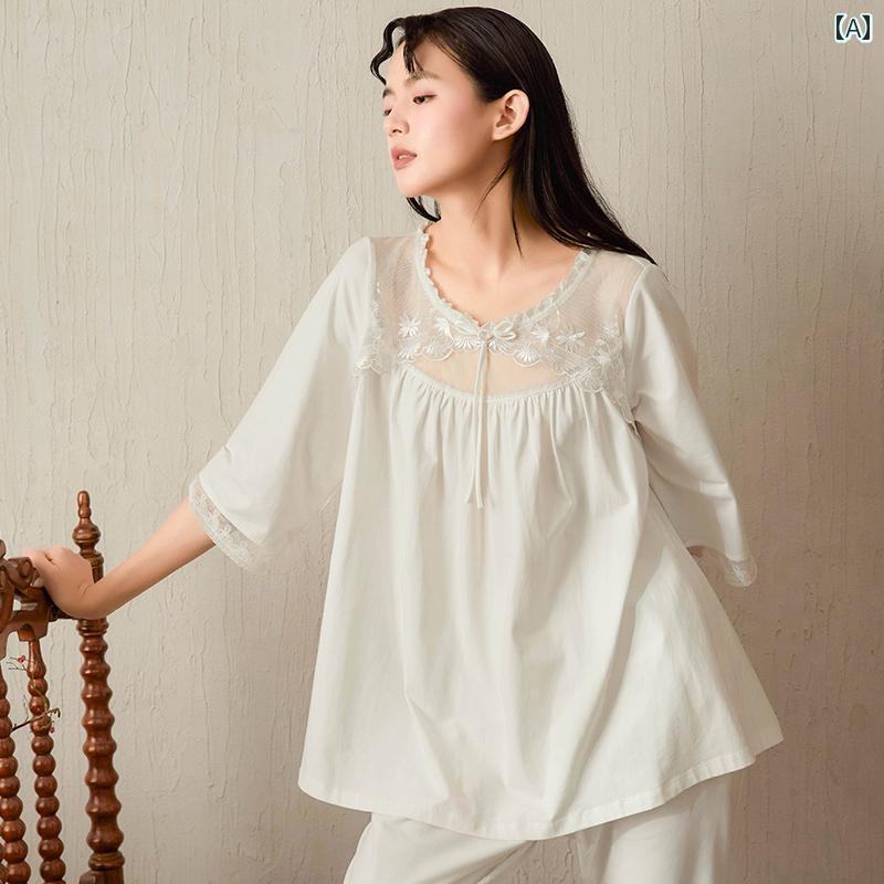 パジャマ レディース 宮殿風 春秋 レーシー シフォン 上下セット 七分袖 快適 ナイト ルーム ホームウェア レース 透け感 トップス ボトムス 屋外着用可 ゆるふわ 着心地 美シルエット デート 6,429円