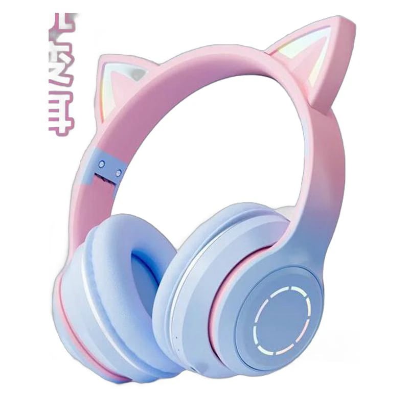 ヘッドマウント型猫耳ワイヤレスBluetoothヘッドセット女の子用ゲームノイズキャンセリングパソコン子供用麦高容貌値パウダー新型eスポーツデスクトップノート用ライブマイクロホン付き【フレッシュグリー