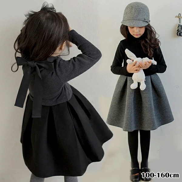 【新品】バイカラーワンピース 入園式 入学式 女の子 リンクコーデ 春秋100 110 120 130 140 150 160cm