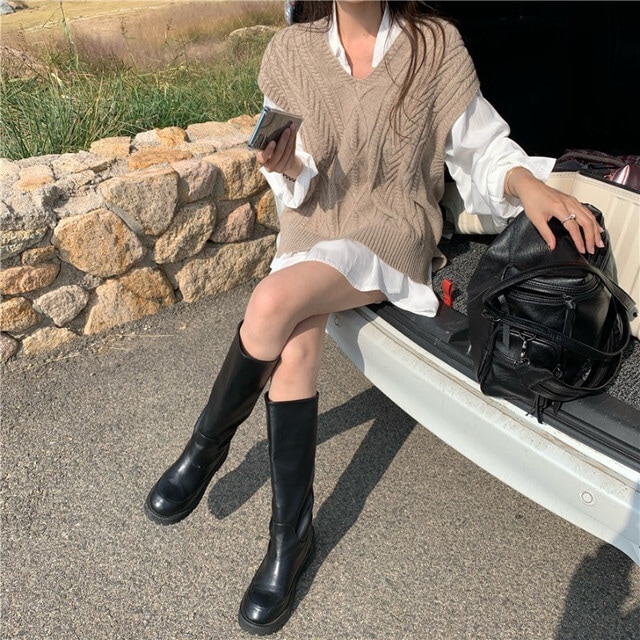 【送料無料】レディース 【セット】ニットベスト シャツ セーターベスト 長袖 大人可愛い