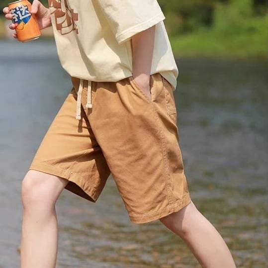 2024 春 夏 秋 カジュアルステッチハーフドロストパンツ ワークウェア ショートパンツ シティボーイスタイル ニュートラルスタイル ベーシック 多用途 カジュアル 薄い 5分丈パンツ 学生