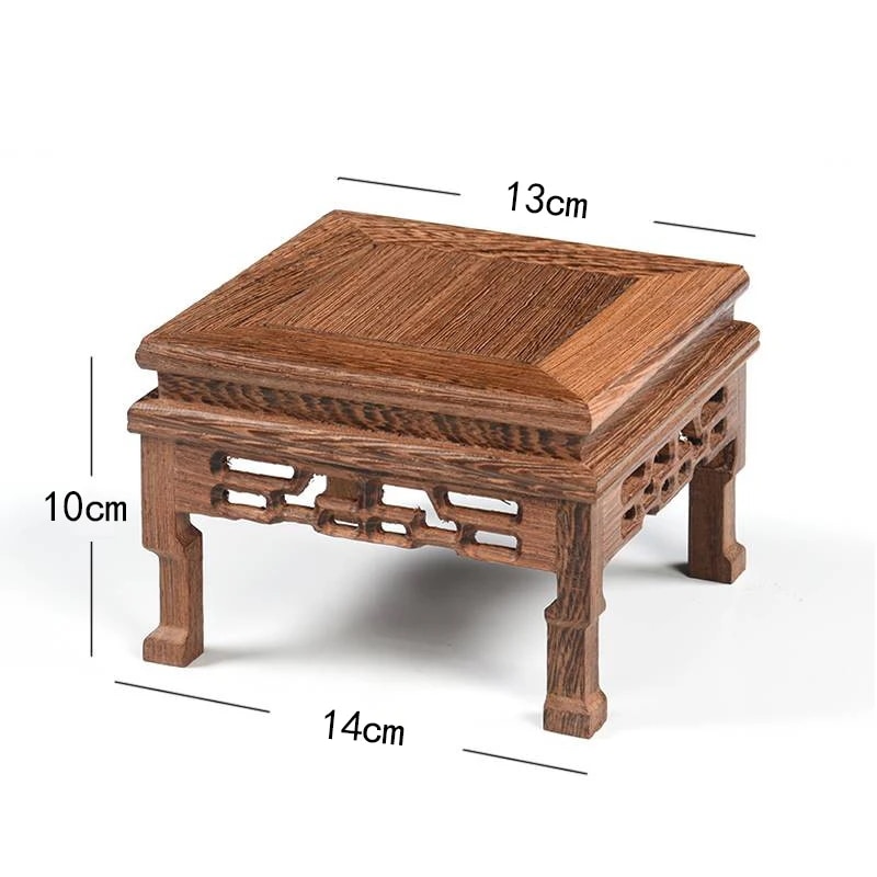 レトロな木製のティートレイテーブル繊細な小さな四角いティーポットのベース盆栽スタンド盆栽の木のベースのサービングトレイ 18
