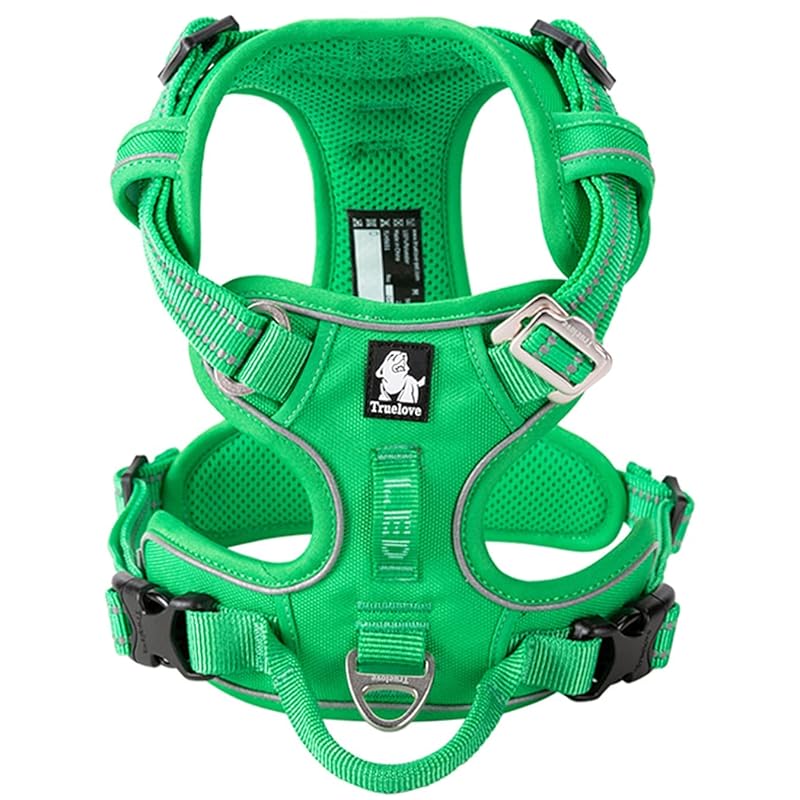 cocomall 2020新型 犬用ハーネス 犬用胴輪 ドッグ ペット用品 ハーネス 3M反射材料 訓練 ナイロン製 小型犬中型犬大型犬に向け 通気性 調節可能 (M, グリーン)