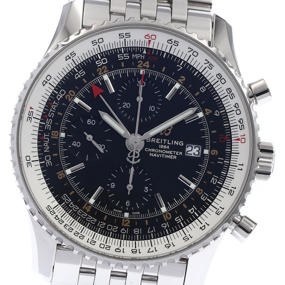 ブライトリング BREITLING A24322 ナビタイマー ワールド クロノグラフ GMT 自動巻き メンズ 良品 箱保付き_897180【中古】 269,190円