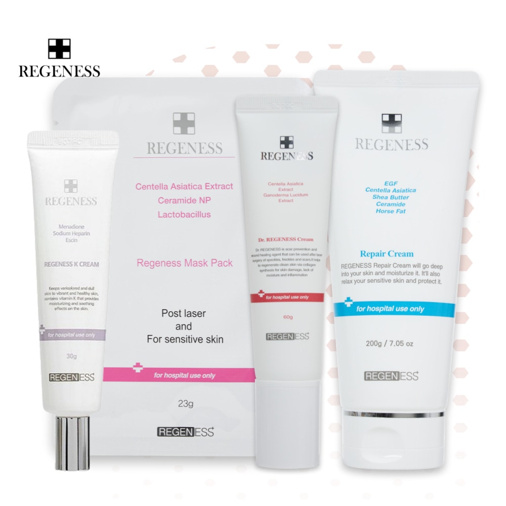 【本社直送】リゲンエス トラブル肌ケアのための3種 4種セット 病院販売 ほくろ, シミ, 色素沈着, 傷跡など 早い回復 / EGF ペプチド マデカソサイド / アザクリーム