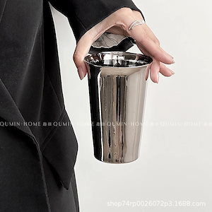 創造的な個性のレーザーオープンカップ韓国の金属ガラスカップコーヒーカップ庭用ティーカップジュースカップ