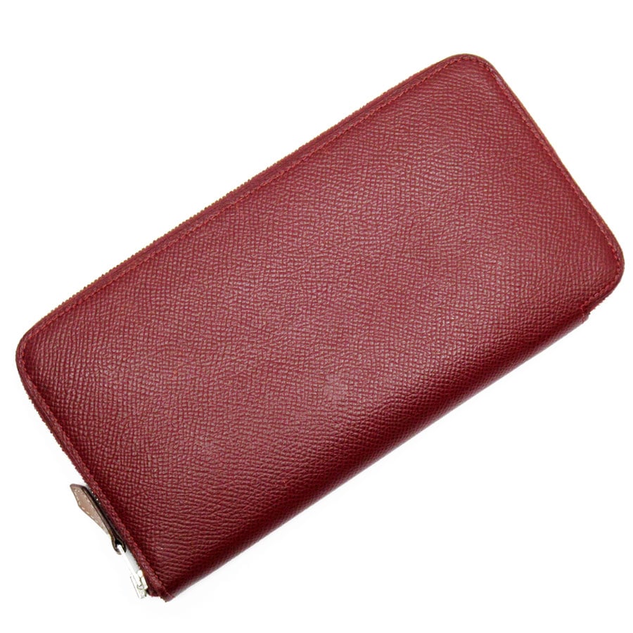 エルメス HERMES ラウンドファスナー長財布 アザップ ロング シルクイン レザー バーガンディ/マルチカラー レディース w0281a