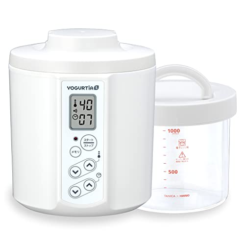 【2023年最新】TANICA 新型 ヨーグルティアS ガラス容器セット 温度調節(25～70℃) タイマーブザー付ヨーグルトメーカー 1100ml YS-02GW (ホワイト)