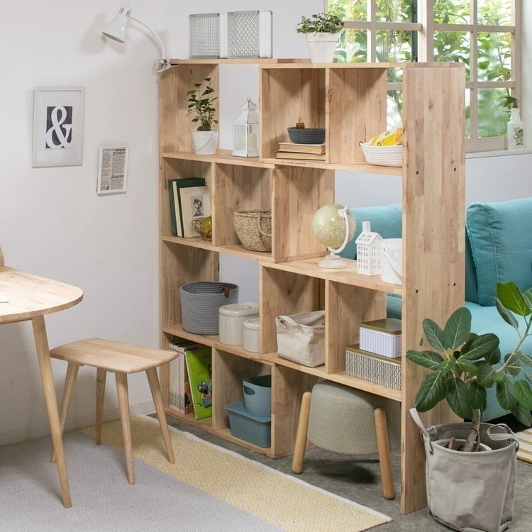 ラック 棚 伸縮 間仕切り ナチュラル パーテーションラック 低ホルムアルデヒド 省スペース 木製 おしゃれ 北欧 天然木 シェルフ