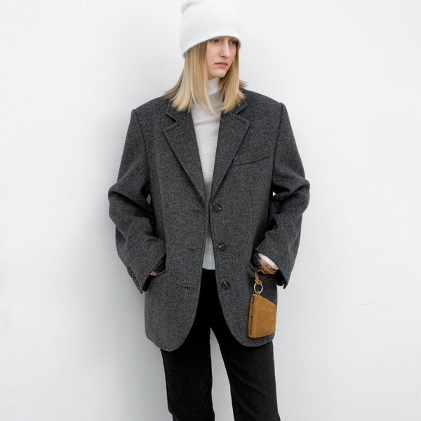 WOOL TWILL SINGLE BUTTON JACKET(JK-3055)