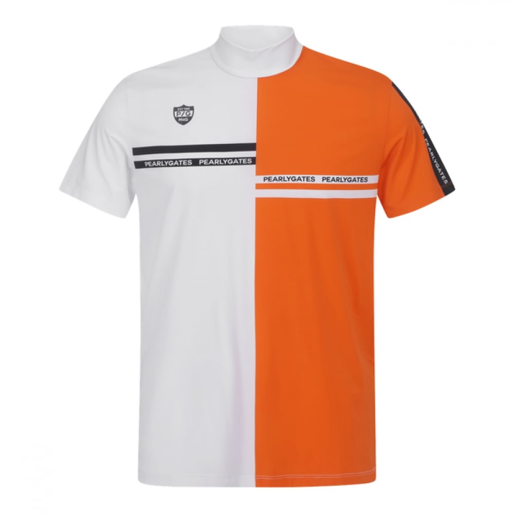 [Paris Gates] メンズカラーブロックモックネック半袖ベースレイヤー