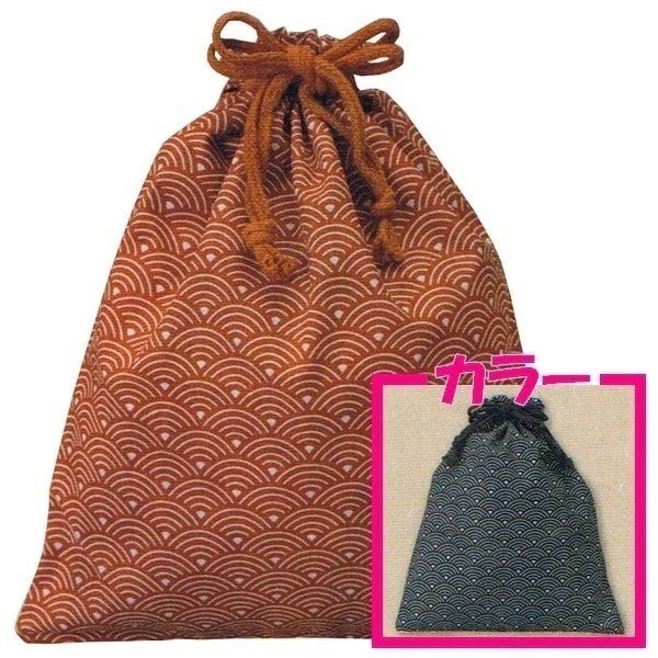 和風柄巾着袋（大）　青海波柄　紺　210×260mm　50枚【メーカー直送・代引き不可・時間指定不可・沖縄北海道離島不可】