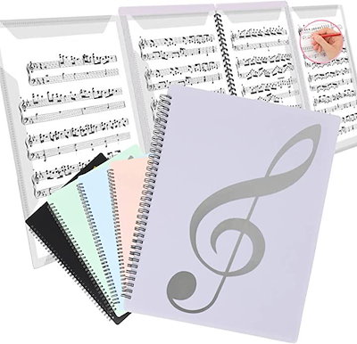 他サイト： 楽譜 ファイル 台紙 4面 5色 書き込み 見開き A4 10枚/40面 書き込める ピアノ 伴奏１冊( ラベンダー, A4)の商品画像