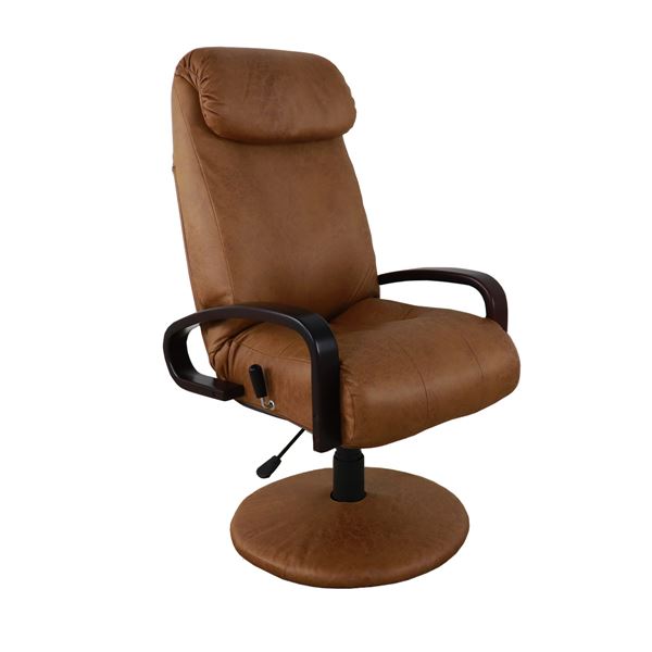 高座椅子 パーソナルチェア 約幅55cm ブラウン 回転式 リクライニング式 昇降式 スチールフレーム 組立品 リビング