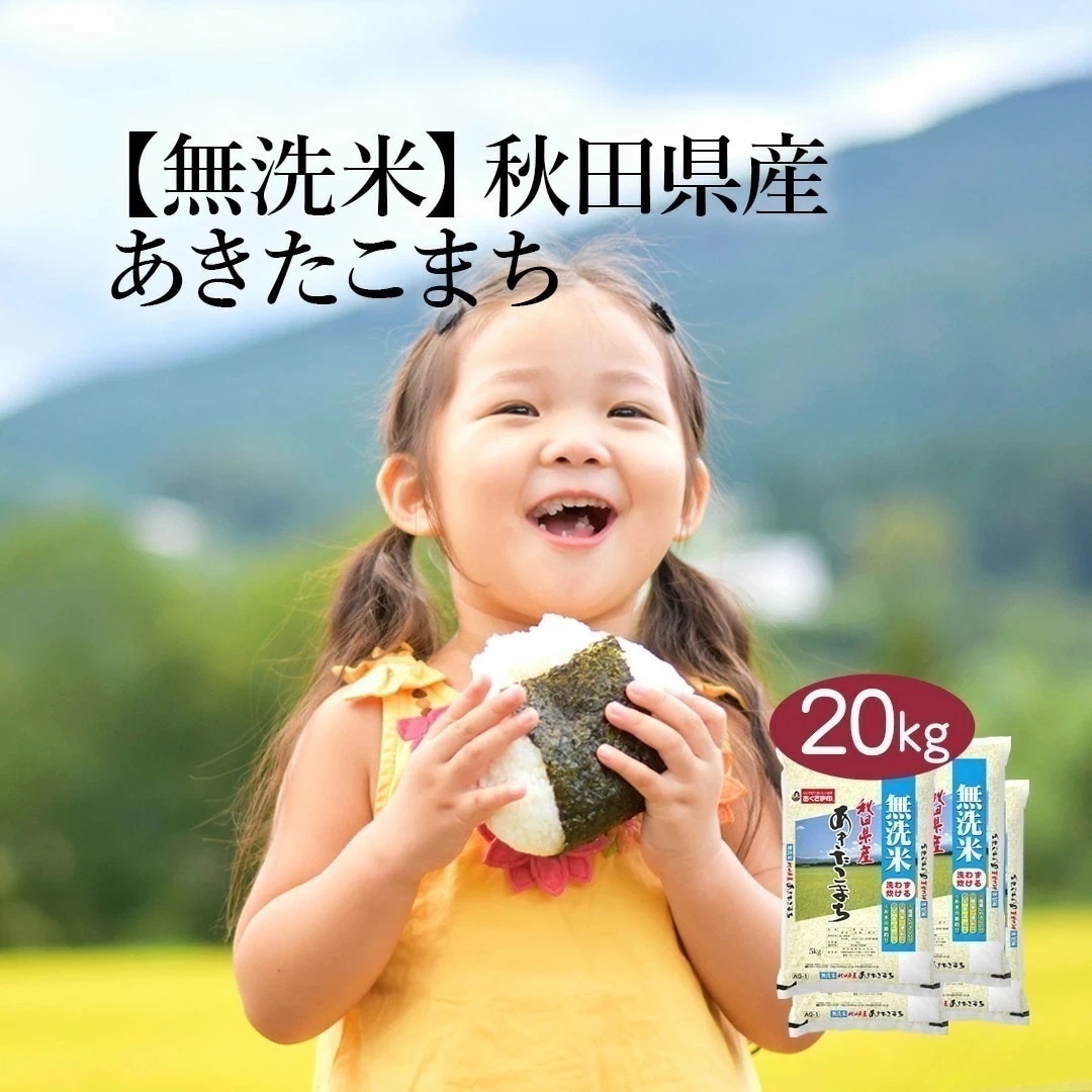 無洗米 米 あきたこまち 20kg 5kg 4セット 令和7年産 お米 こめ 20キロ 安い おこめ 白米 国産 食品 ギフト 引っ越し 挨拶 内祝い お歳暮 送料無料 おくさま印