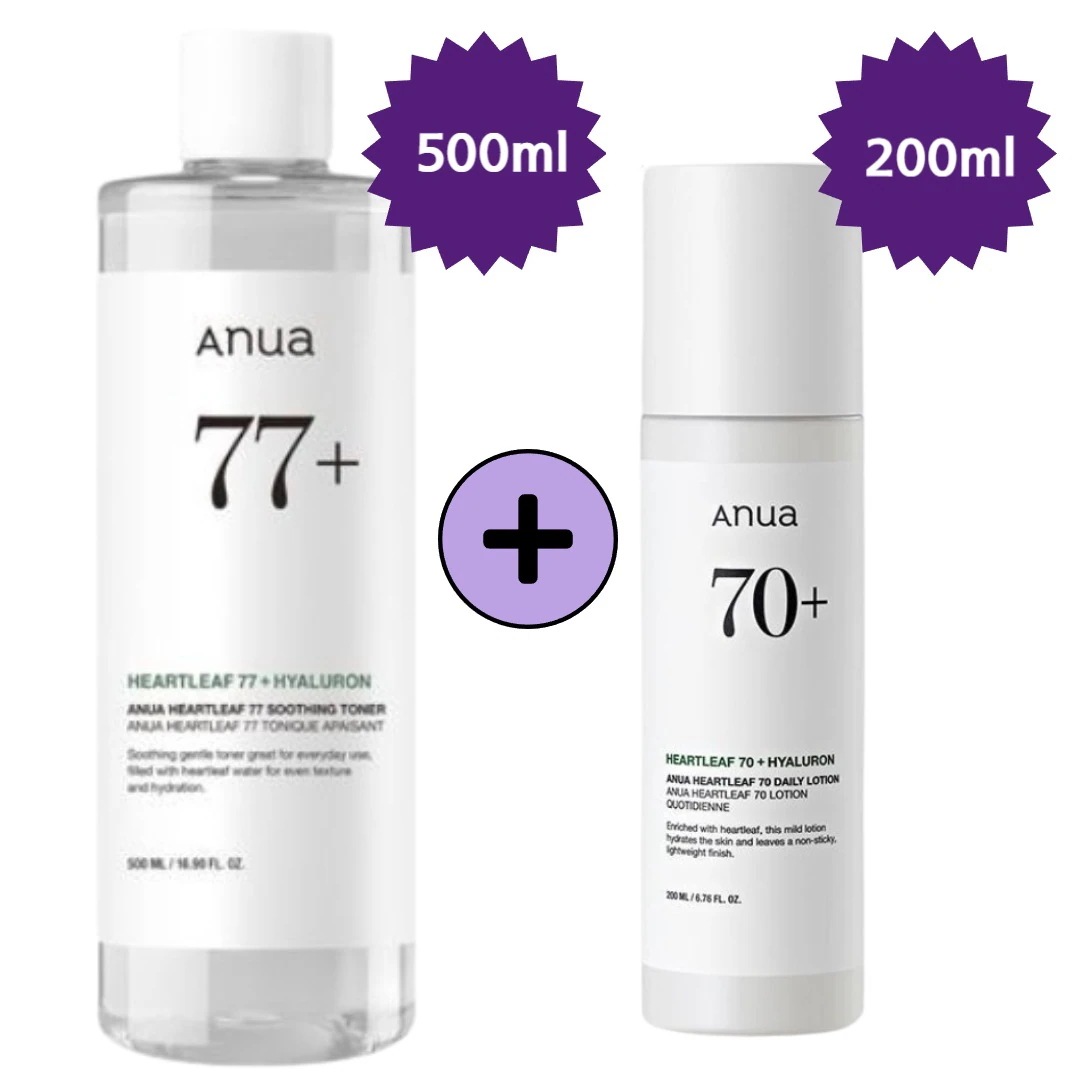 【正規品/大容量ドクダミ2種 企画セット】ドクダミ 77％ スージングトナー 500ml+ドクダミ70+デイリーリリーフローション, 200ml/ヒアルロン酸/陳情/保湿/低刺激/敏感肌/韓国コスメ