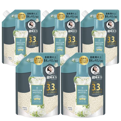 レノア ハピネス アロマジュエル 香り付け専用ビーズ ホワイトティー 詰め替え 1,410mL×5袋 [大容量] [ケース品] 柔軟剤を一緒に使って効果長続き