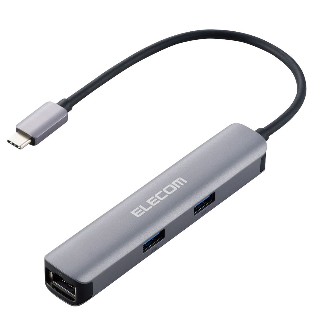 エレコム Type-C ドッキングステーション アルミボディ USB3.1 Gen1×3ポート HDMI×1ポート LANポート付（シルバー） DSTC17SV