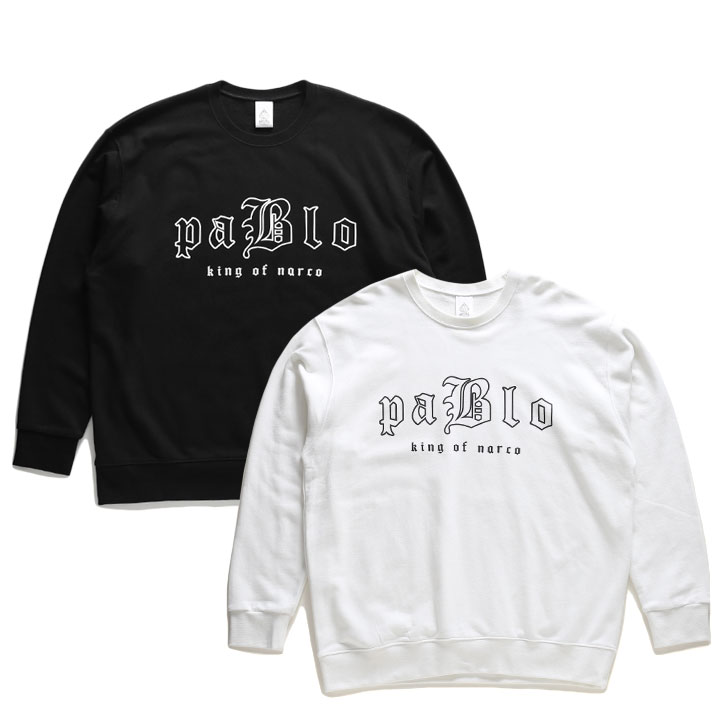 ACE FLAG トレーナー ブランド 長袖 スウェット 裏パイル メンズ 黒/白 大きいサイズ エースフラッグ トップス 麻薬王 パブロ エスコバル ビッグシルエット