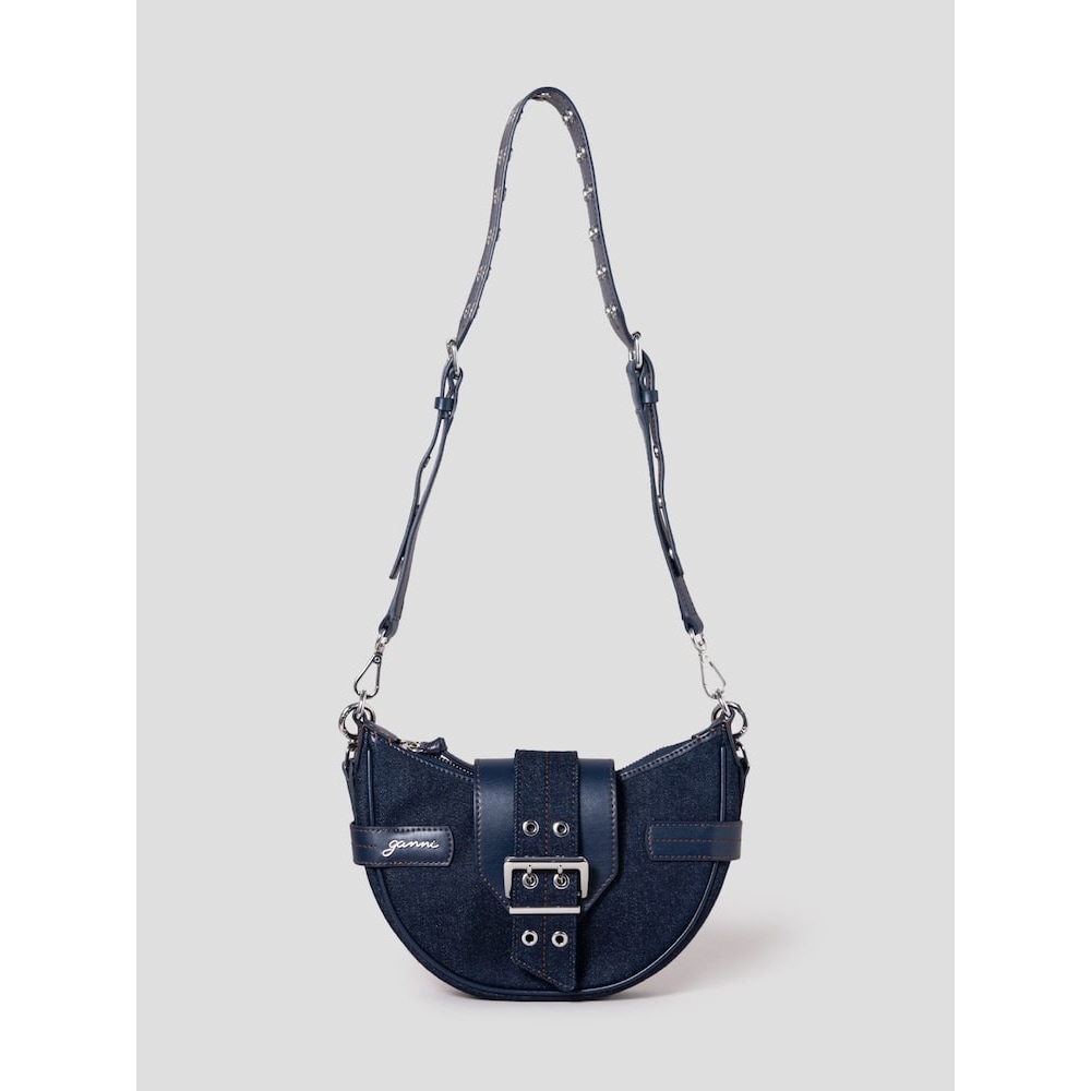 GANNI バッキーバッグスモールクロスボディデニム-ネイビー QN51D4A08R