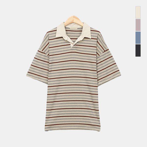 男性ストライプカラー半袖Tシャツ コットンTシャツ SGRS007