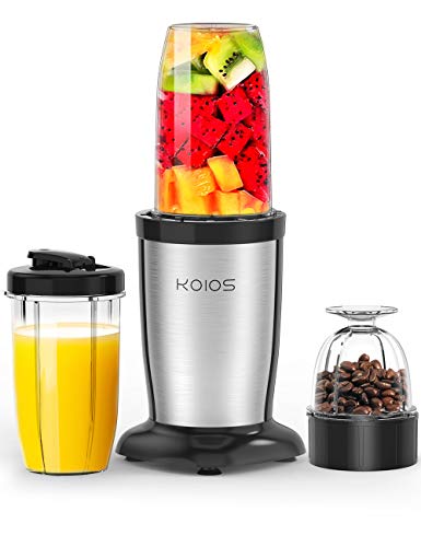 KOIOS ミキサー ジューサー ダブルボトル 500ml大容量 コーヒーミル ６枚刃 ハイパワー400W スムージー 25000r/min高速回転 果物/野菜/離乳食/ミルクセーキ 氷も砕ける