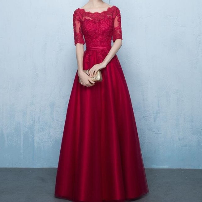 パーティードレス　ワンピース　結婚式　発表会　お呼ばれ　二次会　披露宴　フォーマル　レース　袖あり 8,085円