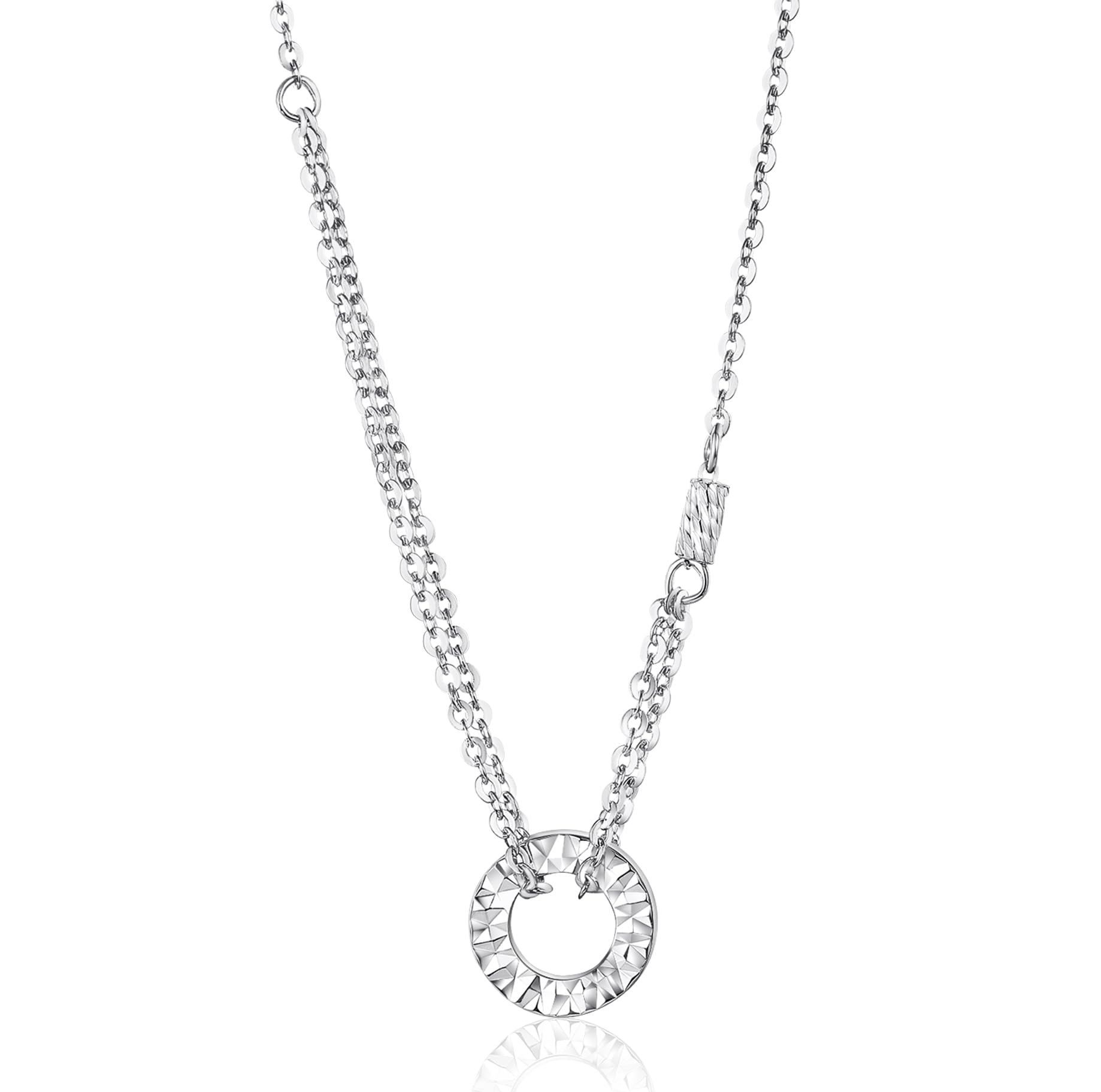 [FANCIME] プラチナ ネックレス レディース リング ペンダント 二連 チェーン LOVE 刻印 円型 Pt950 アクセサリー ジュエリー クリスマス 誕生日 記念日 プレゼント ギフトラッ