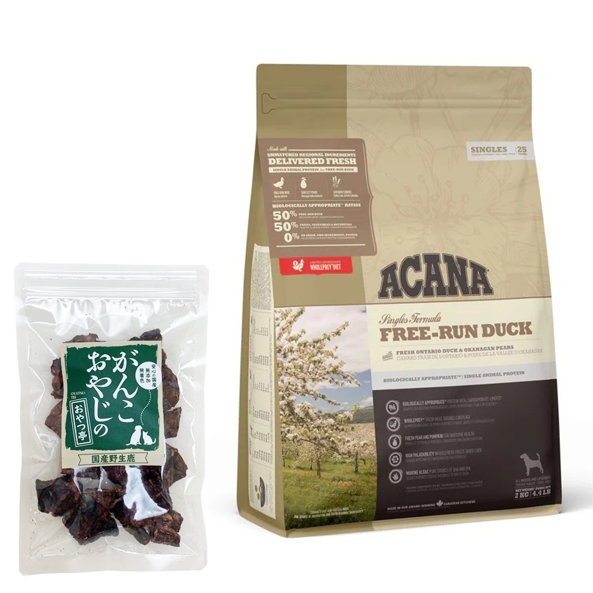 シングル フリーランダック 2kg ドッグフード【国産鹿ラング15g付き】