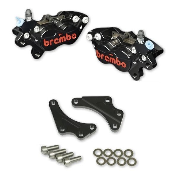 WORKS QUALITY brembo40ミリキャリパーサポート・キャリパーセット 左右/黒/赤ロゴ WQ28-13005BK