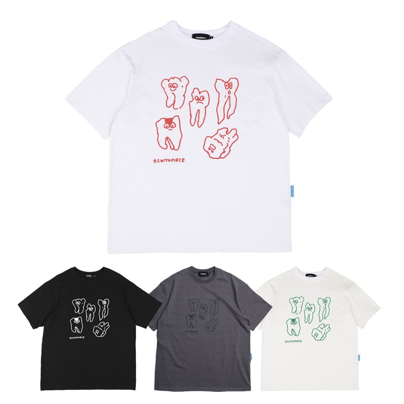 [BOYS PLANET パクハンビン 着用] [EZwithPIECE] TEETH TEE 韓国 アイドル 半袖 tシャツ レディース メンズ 大きいサイズ ボイプラ