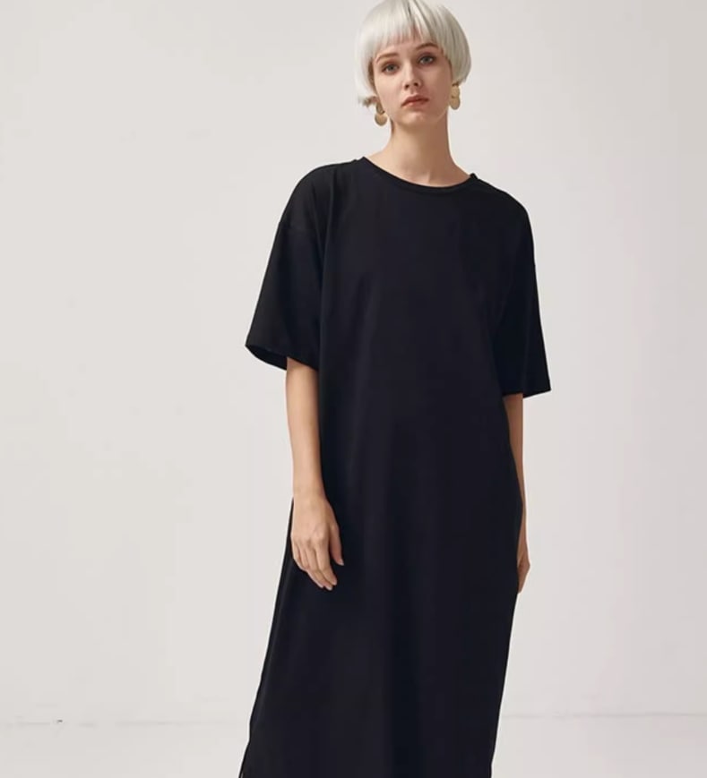 ワンピース デート モテアイテム ロングワンピース Tシャツ 半袖 スリット コットン 大人可愛い きれいめ 上品 おしゃれ かっこいい 大人可愛い ラブリー キュート ガーリー クール モード系 5,502円