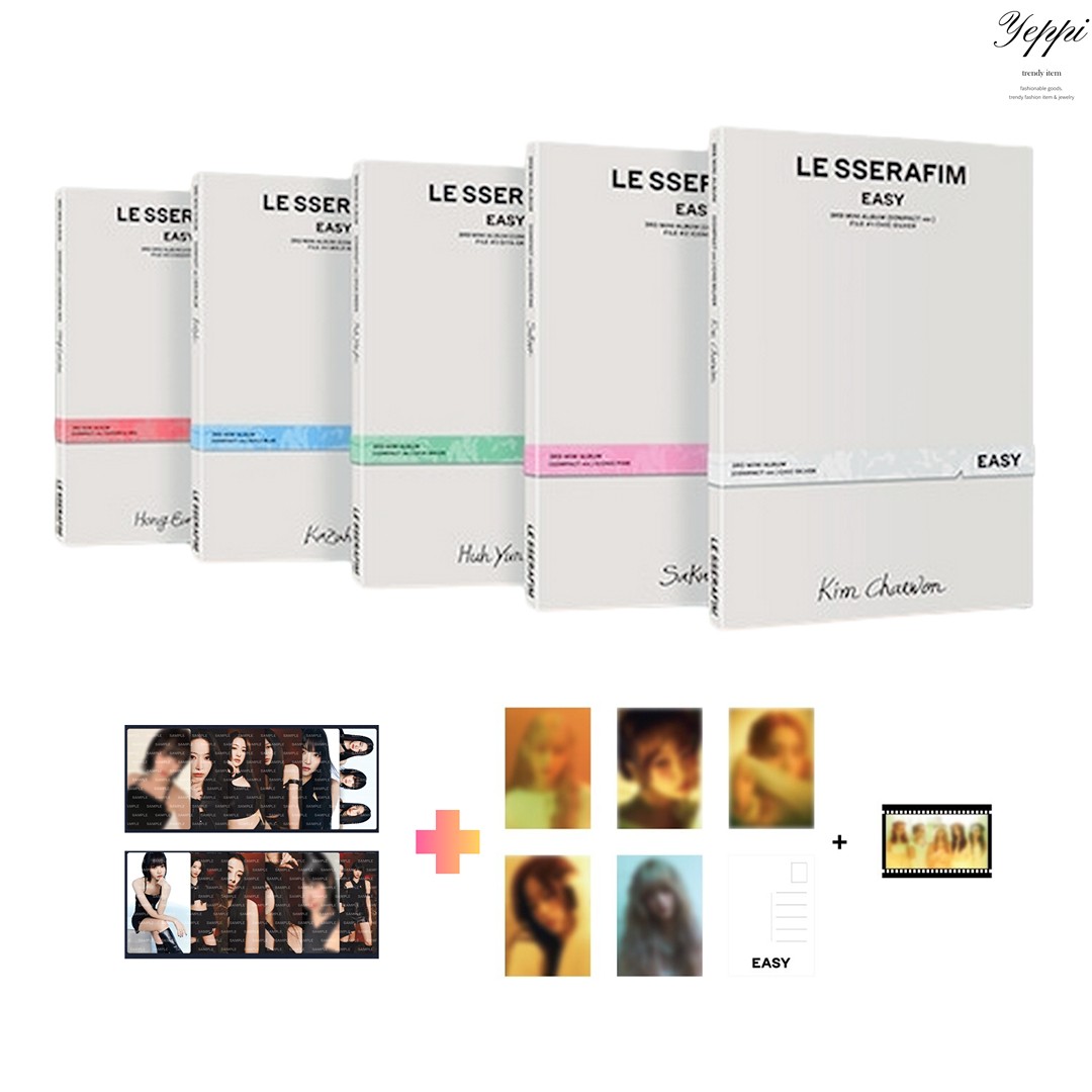 【 当日出庫 】LE SSERAFIM ミニ3集 EASY (COMPACT ver.)【 流通特典 葉書5枚セット+ 団体フィルム型フォトカード贈呈 】 バージョン 5点 セット