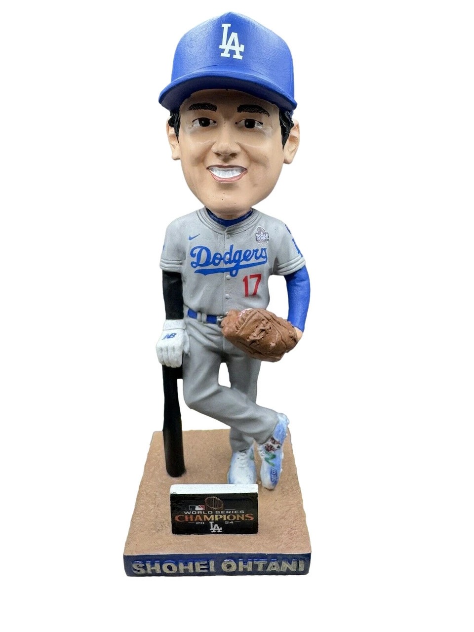 [新品]大谷翔平選手 ボブルヘッド ワールドシリーズ優勝記念 ドジャース　(グレージャージー＆デコイスパイク）カスタムペイントフィギュア　Custom Painted To The Dodgers