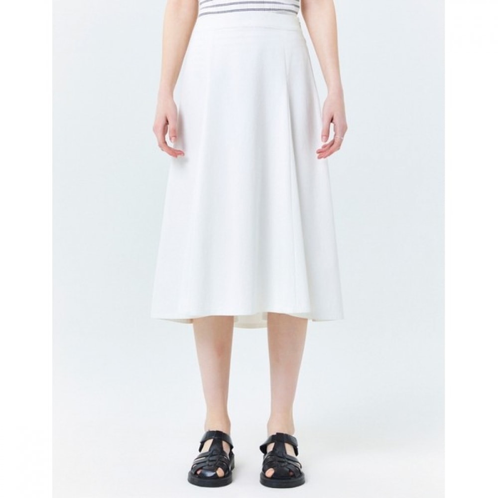 (ヘッジズレディース) 24SS アイボリーソリッドカラーリネンブレンドバンディングスカート HSSK4B405IV 13,646円