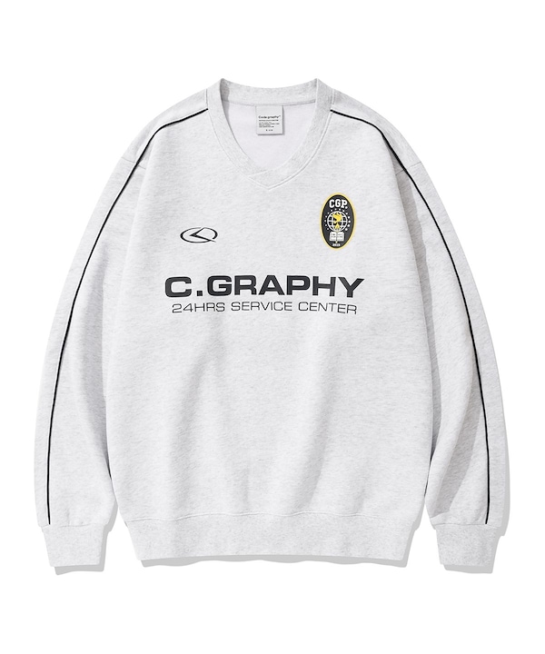CGP■(W)Track V-neck Collar Sweatshirt■送料込 SET UP対応] 24H Track V-neck Sweatshirt（スウェット
