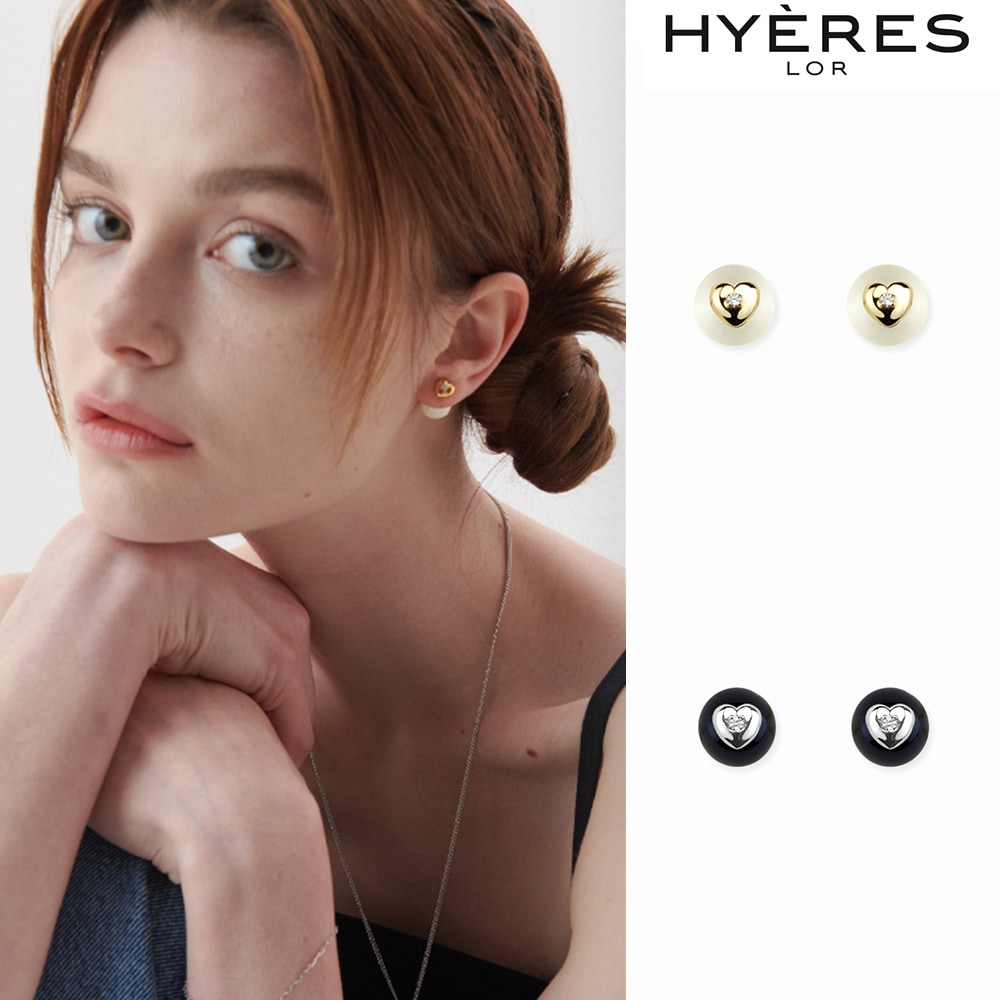 [HYERES LOR] H Heart Dessert BR Ball 2WAY Earring