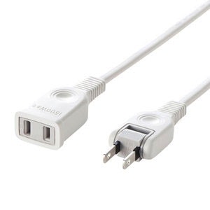 他サイト： サンワサプライ 電源延長コード（2P・1個口・2m）ホワイト TAPEX2102の商品画像