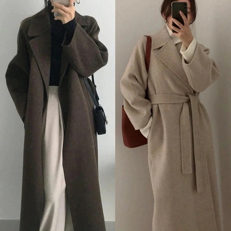 チェスターコート 厚手 裏地付き ロング ベルト付き 人気 新作 レディース 上質 2025