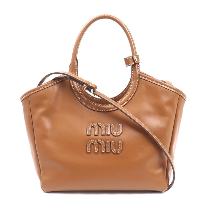 MIUMIU ミュウミュウ アイビー 2Wayショルダーバッグ コニャック 5BA284_2CRW_F0046 レディース 中古 美品