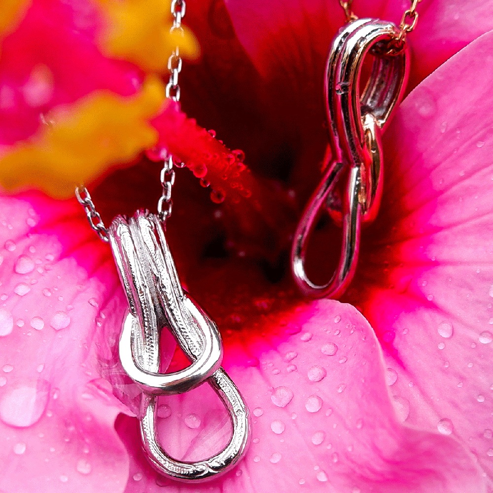 ハワイアンジュエリー ネックレス レディース メンズ ステンレス スクロール 波 金属アレルギー チェーン付き ペンダント サージカルステンレス つけっぱなしOK プレゼント ペア