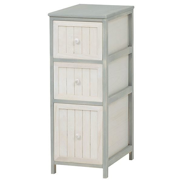 カントリー調スリムチェスト/リビング収納棚 3段 幅30ｃｍ 木製/桐材 シャビーシック アンティーク加工 完成品