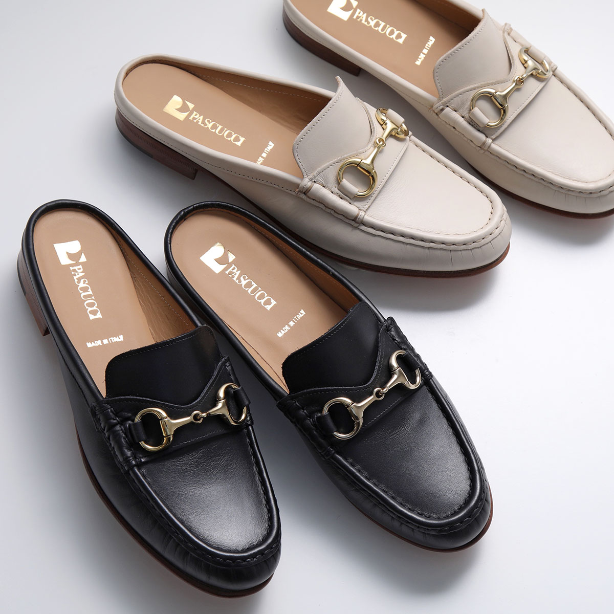 PASCUCCI パスクッチ ローファー 3305 レディース レザー ホースビット ミュール シューズ 靴 カラー2色
