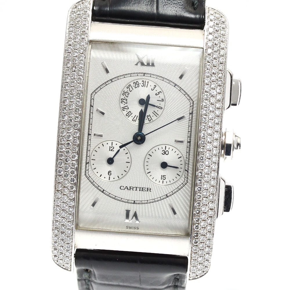 訳あり カルティエ CARTIER WB702751 タンクアメリカン LM クロノリフレックス K18WG クロノグラフ クォーツ ボーイズ _809273【中古】