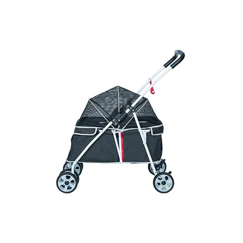 Pettom 犬猫用ペットカート 後輪ブレーキ ポーチ付 多頭 介護用 軽量 折り畳み 組み立て簡単
